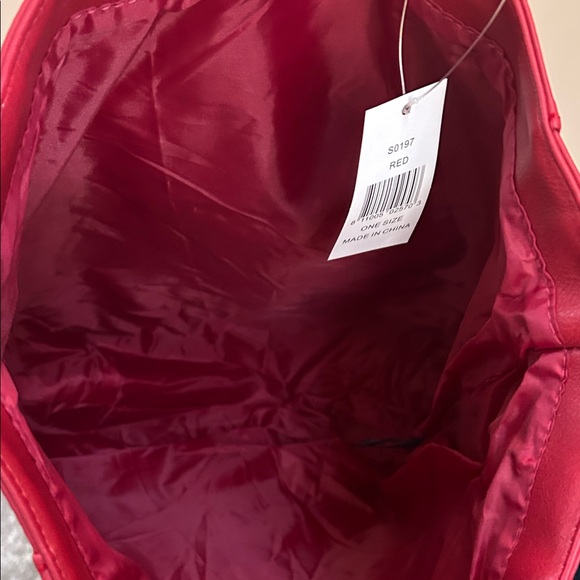 Saks Fifth Avenue Red and Burgundy Tote with Zebra Charm - Picture 6 of 11